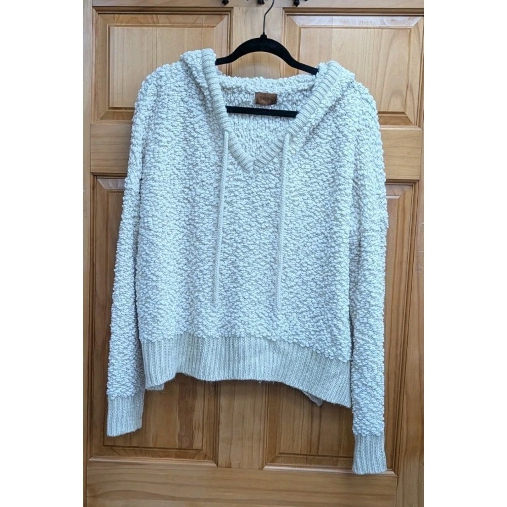 POL M Hoodie Long Sleeves Side Slits Tie Neckline Jacket